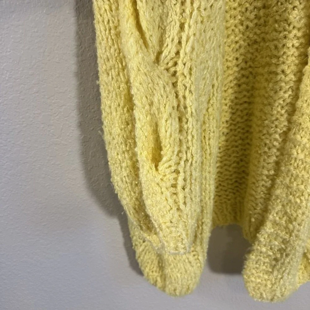 Rumored Aspen Open Knit Cardigan Butter Yellow Cable‎ S/M Boho Artsy Chunky Twee - Picture 10 of 10